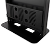 Vented rear panels allow airflow to and from the device